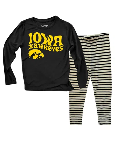 Wes & Willy Kids' Baby Boys And Girls Michigan Wolverines Long Sleeve Top And Striped Tri-blend Leggings Set In Blue