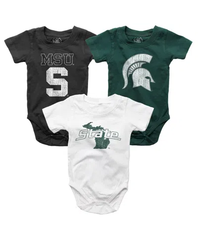 Wes & Willy Baby Boys And Girls Michigan State Spartans 3-pack Bodysuit Set In Green