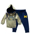 Wes & Willy Baby Boys And Girls Michigan Wolverines Color Block Pullover Hoodie And Sweatpants Set In Gray