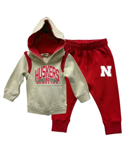 Wes & Willy Baby Boys And Girls Nebraska Huskers Colorblock Pullover Hoodie And Sweatpants Set In Red