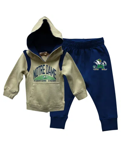 Wes & Willy Kids' Baby Boys And Girls Notre Dame Fighting Irish Color Block Pullover Hoodie And Sweatpants Set In Black
