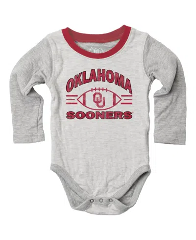 Wes & Willy Baby Boys' And Girls' Oklahoma Sooners Jie Hopper Long-sleeve Distressed Graphics Bodysuit And Sweat In Gray