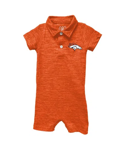 Wes & Willy Baby Boys And Girls Orange Denver Broncos Short Leg Cloudy Yarn Polo Bodysuit