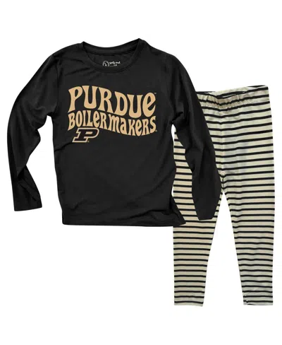 Wes & Willy Kids' Baby Boys And Girls Purdue Boilermakers Long Sleeve Top And Striped Leggings Set In Black