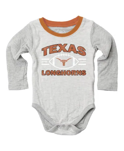 Wes & Willy Baby Boys' And Girls' Texas Longhorns Jie Jie Long-sleeve Distressed-graphics Bodysuit And Sweatpant In Gray