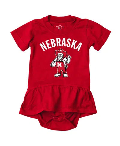 Wes & Willy Baby Girls Scarlet Nebraska Huskers Skirted Bodysuit In Red