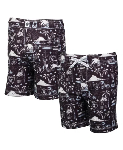 Wes & Willy Kids' Big Boys And Girls Black Las Vegas Raiders Luau Swim Trunks