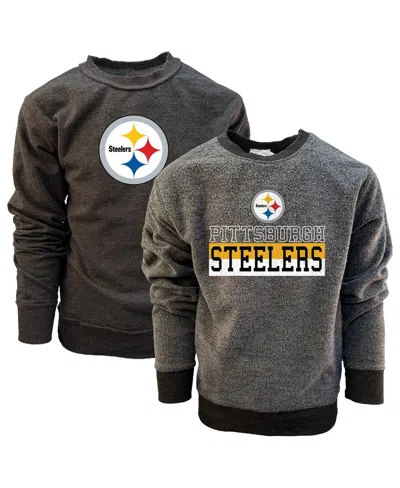 Wes & Willy Kids' Big Boys And Girls Black Pittsburgh Steelers Reversible Fleece Pullover Sweatshirt In Gray