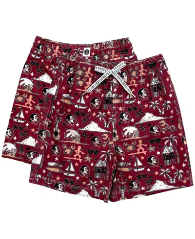 Wes & Willy Kids' Big Boys And Girls Garnet Florida State Seminoles Luau Swim Trunks In Red