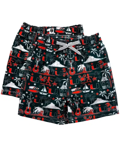 Wes & Willy Kids' Big Boys And Girls Green Miami Hurricanes Luau Swim Trunks
