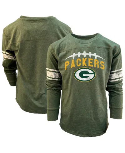 Wes & Willy Kids' Big Boys And Girls Heather Green Bay Packers Football Long Sleeve T-shirt