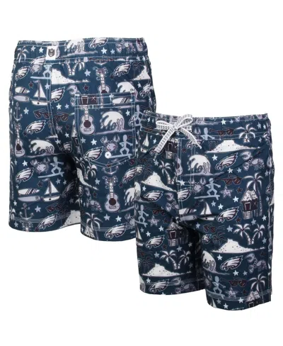 Wes & Willy Kids' Youth  Midnight Green Philadelphia Eagles Luau Swim Trunks In Blue