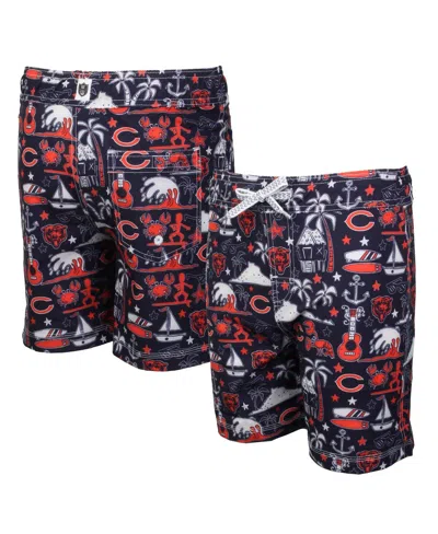Wes & Willy Kids' Big Boys And Girls Navy Chicago Bears Luau Swim Trunks In Multi