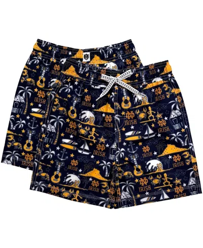 Wes & Willy Kids' Big Boys And Girls Navy Notre Dame Fighting Irish Luau Swim Trunks
