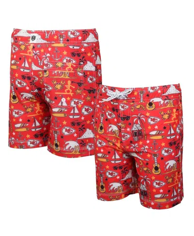 Wes & Willy Kids' Big Boys And Girls Red Kansas City Chiefs Luau Swim Trunks