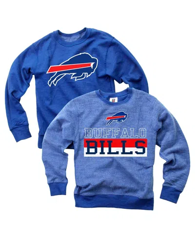 Wes & Willy Kids' Big Boys And Girls Royal Buffalo Bills Reversible Fleece Pullover Sweatshirt In Blue