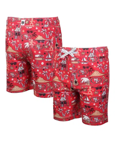 Wes & Willy Kids' Big Boys And Girls Scarlet San Francisco 49ers Luau Swim Trunks In Multi