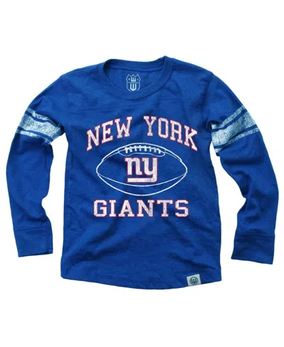 Wes & Willy Kids' Big Boys' And Girls' Wes Willy Royal New York Giants Football Long-sleeves T-shirt In Blue