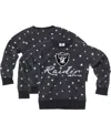 Wes & Willy Big Girls Charcoal Las Vegas Raiders Shimmer Star Reverse Fleece Pullover Sweatshirt In Black