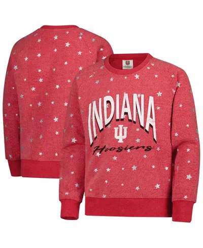 Wes & Willy Kids' Big Girls Crimson Indiana Hoosiers Shimmer Star Reverse Sweatshirt In Red