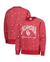 Wes & Willy Big Girls Crimson Oklahoma Sooners Shimmer Star Reverse Sweatshirt In Pink