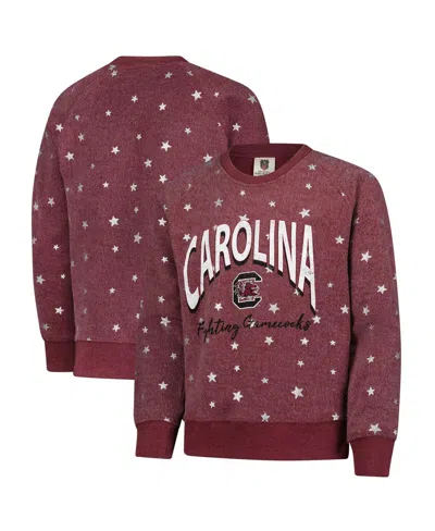 Wes & Willy Kids' Big Girls Garnet South Carolina Gamecocks Shimmer Star Reverse Sweatshirt In Burgundy