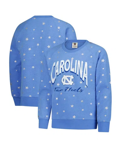 Wes & Willy Kids' Big Girls Light Blue North Carolina Tar Heels Shimmer Star Reverse Sweatshirt