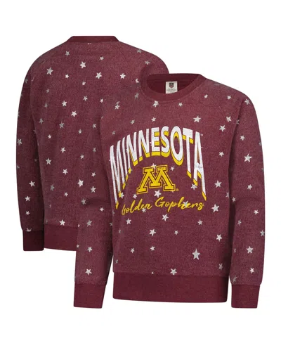 Wes & Willy Kids' Big Girls Maroon Minnesota Golden Gophers Shimmer Star Reverse Sweatshirt In Burgundy