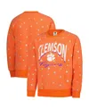 Wes & Willy Big Girls Orange Clemson Tigers Shimmer Star Reverse Sweatshirt In Orange
