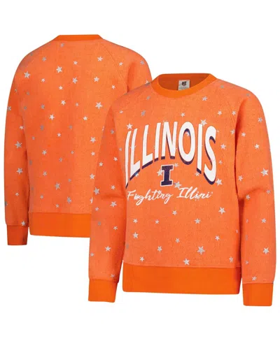 Wes & Willy Kids' Big Girls Orange Illinois Fighting Illini Shimmer Star Reverse Sweatshirt