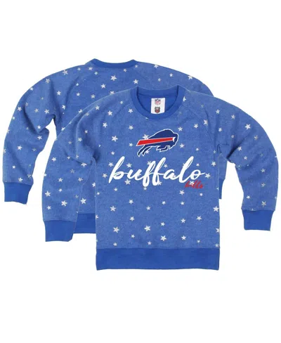 Wes & Willy Kids' Big Girls Royal Buffalo Bills Shimmer Star Reverse Fleece Pullover Sweatshirt In Blue