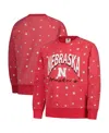 Wes & Willy Big Girls Scarlet Nebraska Huskers Shimmer Star Reverse Sweatshirt In Red