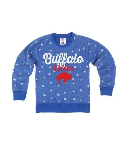 Wes & Willy Kids' Big Girls Wes Willy Royal Buffalo Bills Shimmer Star Reverse Sweatshirt In Blue