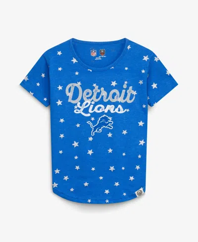 Wes & Willy Kids' Girls' 4-16 Detroit Lions Shimmer Star T-shirt In Blue