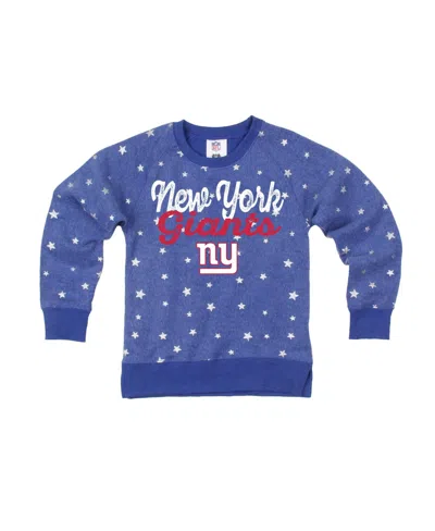 Wes & Willy Kids' Girls' 4-16 New York Giants Shimmer Star Raglan-sleeve Sweatshirt In Blue