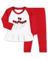 Wes & Willy Girls Infant  Cardinal, White Arkansas Razorbacks Balloon Raglan 3/4-sleeve T-shirt And L In Cardinal,white