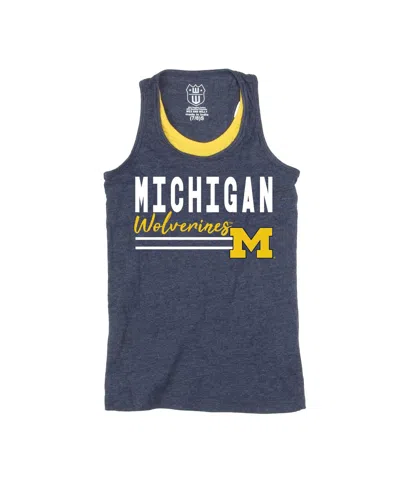 Wes & Willy Kids' Girls Preschool Navy Michigan Wolverines Racerback Tank Top In Multi