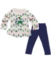 Wes & Willy Girls Toddler 2-piece Oatmeal Notre Dame Fighting Irish Ruffle Raglan Long Sleeve T-shirt And Leggin In Neutral