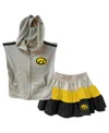 Wes & Willy Girls Toddler 2-piece Tan Iowa Hawkeyes Tri-blend Sleeveless Full-zip Hoodie And Tiered Skirt Set In Brown