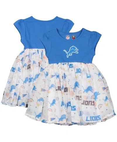 Wes & Willy Babies' Girls Toddler Blue Detroit Lions Princess Dress In Multi