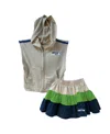 Wes & Willy Girls Toddler Neon Green/college Navy Seattle Seahawks Sleeveless Full-zip Hoodie And Three Tier Ski In Gray