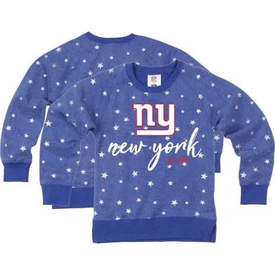 Wes & Willy Kids' Girls Youth   Royal New York Giants Shimmer Star Reverse Fleece Pullover Sweatshirt In Blue