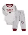 Wes & Willy Infant Boys And Girls  Heather Gray Florida State Seminoles Jie Jie Long Sleeve Bodysuit In Heather Gray