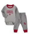 Wes & Willy Infant Boys And Girls  Heathered Gray, Crimson Oklahoma Sooners Jie Jie Long Sleeve Bodys In Heathered Gray,crimson