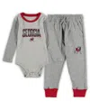 Wes & Willy Infant Boys And Girls  Heathered Gray, Red Georgia Bulldogs Jie Jie Long Sleeve Bodysuit In Heathered Gray,red