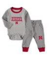 Wes & Willy Infant Boys And Girls  Heathered Gray, Scarlet Nebraska Huskers Jie Jie Long Sleeve Bodys In Heathered Gray,scarlet