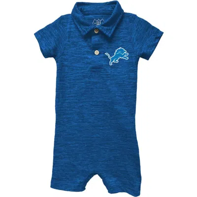 Wes & Willy Kids' Infant  Blue Detroit Lions Short Leg Cloudy Yarn Polo Bodysuit