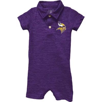 Wes & Willy Kids' Infant  Purple Minnesota Vikings Short Leg Cloudy Yarn Polo Bodysuit In Animal Print