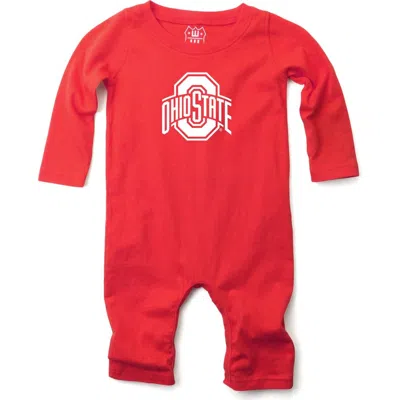 Wes & Willy Kids' Infant  Scarlet Ohio State Buckeyes Long Sleeve Romper In Red