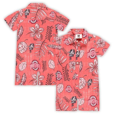 Wes & Willy Babies' Infant  Scarlet Ohio State Buckeyes Vintage Floral Romper